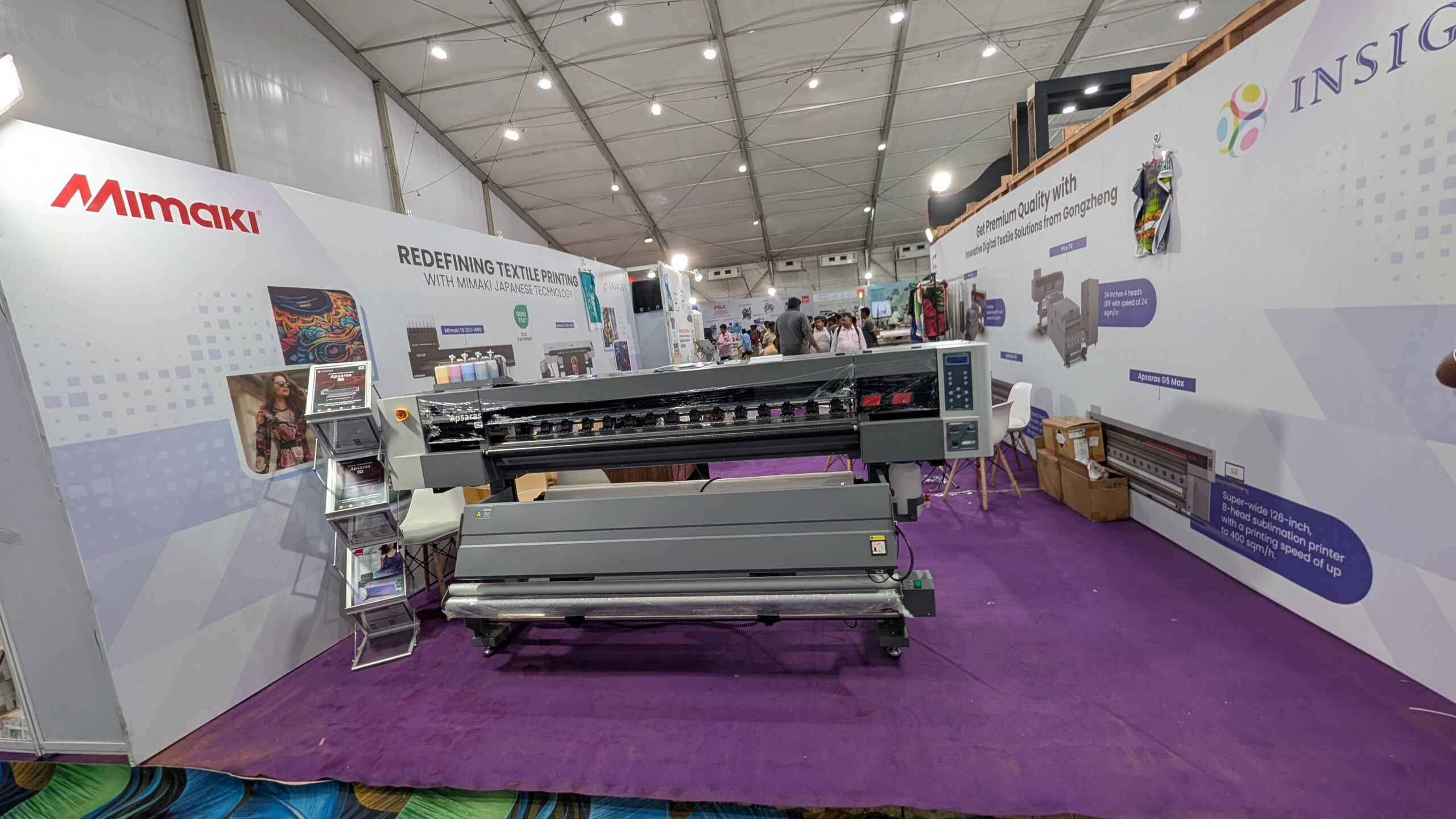 Mimaki and Gongzheng digital textile printing stalls at Knit Show 2026 in Tiruppur