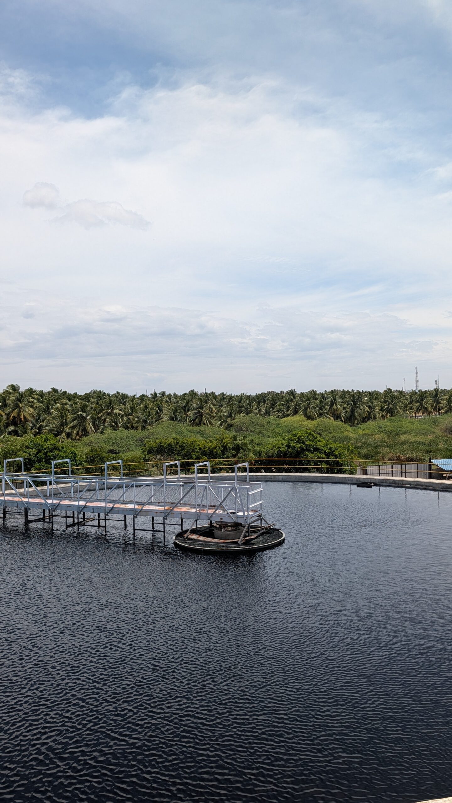 A settling tank at Veerapandi CETP, part of Tiruppur's zero-liquid-discharge treatment train.