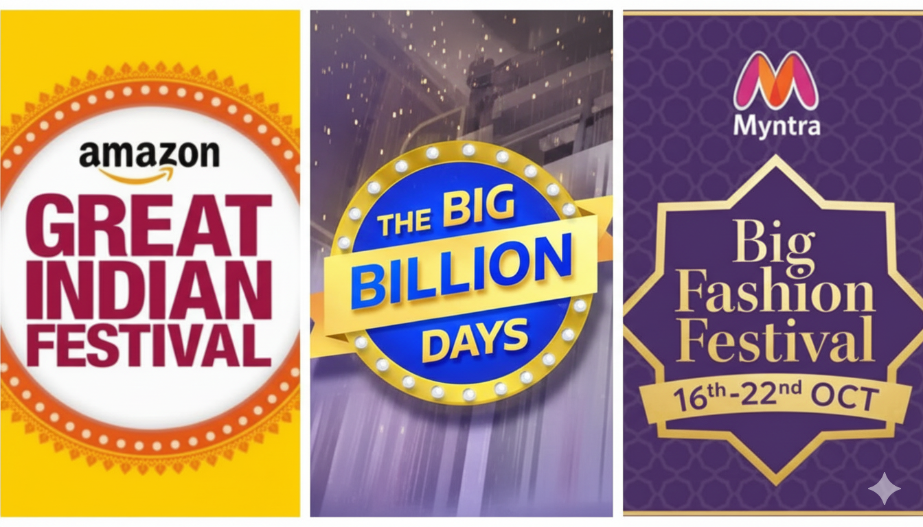 Flipkart Big Billion Days, Amazon Great Indian Festival & Myntra Big Fashion Festival 2025: Complete Festive Shopping Guide
