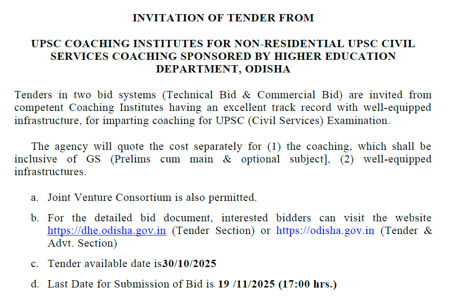 UPSC Coaching Tender to Institutes With Tainted Histories