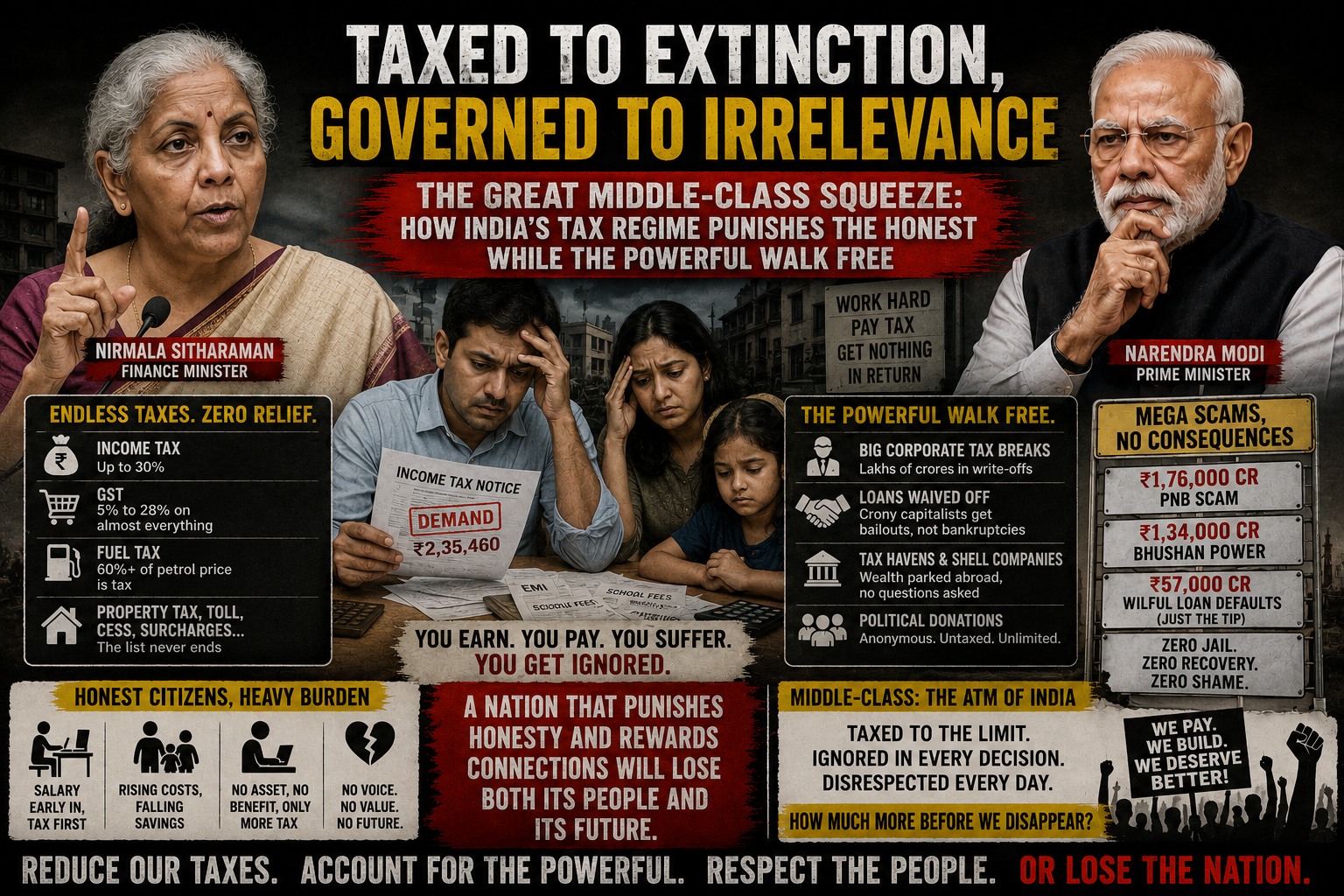 The Great Middle-Class Squeeze: How India's Tax Regime Punishes the Honest While the Powerful Walk Free